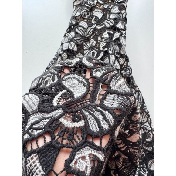 ALICE + OLIVIA Noreen Butterfly Guipere Lace V-Neck Halter Midi Dress, Size 0 - Picture 7 of 10